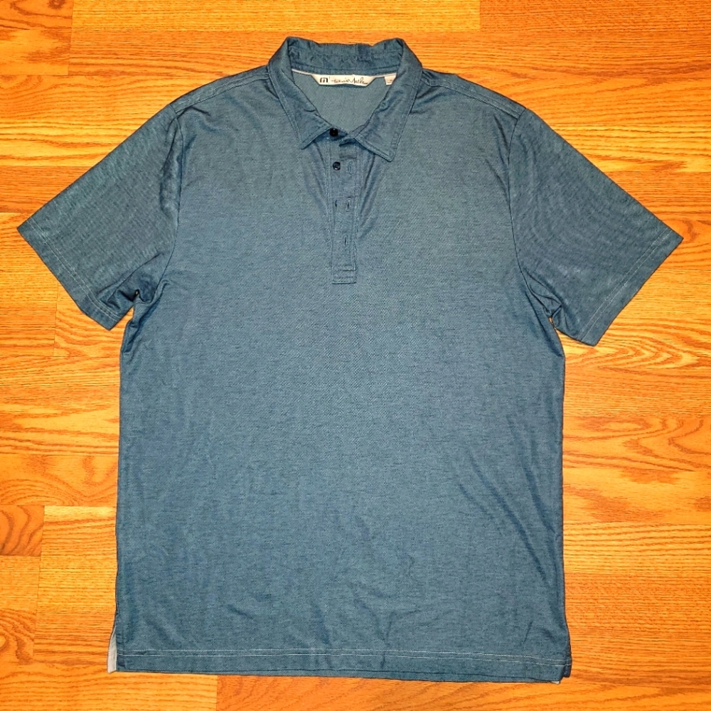 Travis Mathew Golf Polo Shirt Short Sleeve Blue Men's Size XL